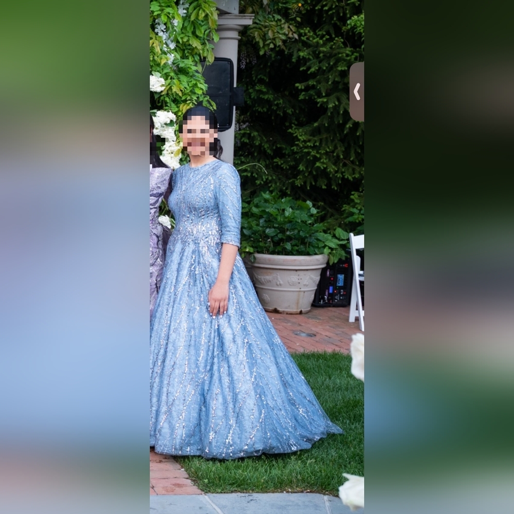 Modest Elegant Blue Women's Dress